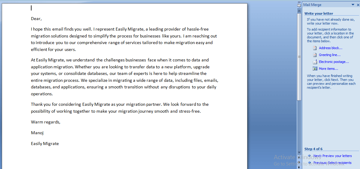 preview letter