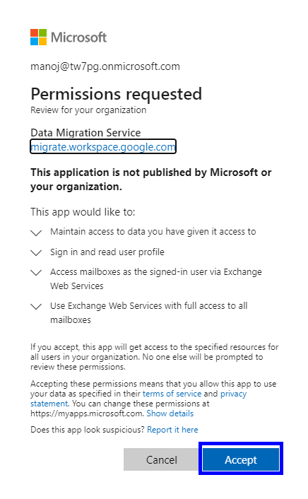 grant migration permission 