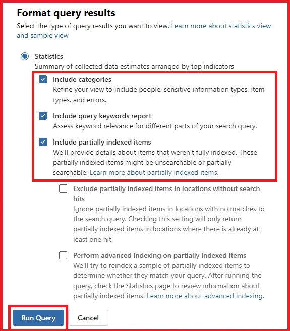 press the Run query to proceed the process export Office 365 Mailbox to PST file